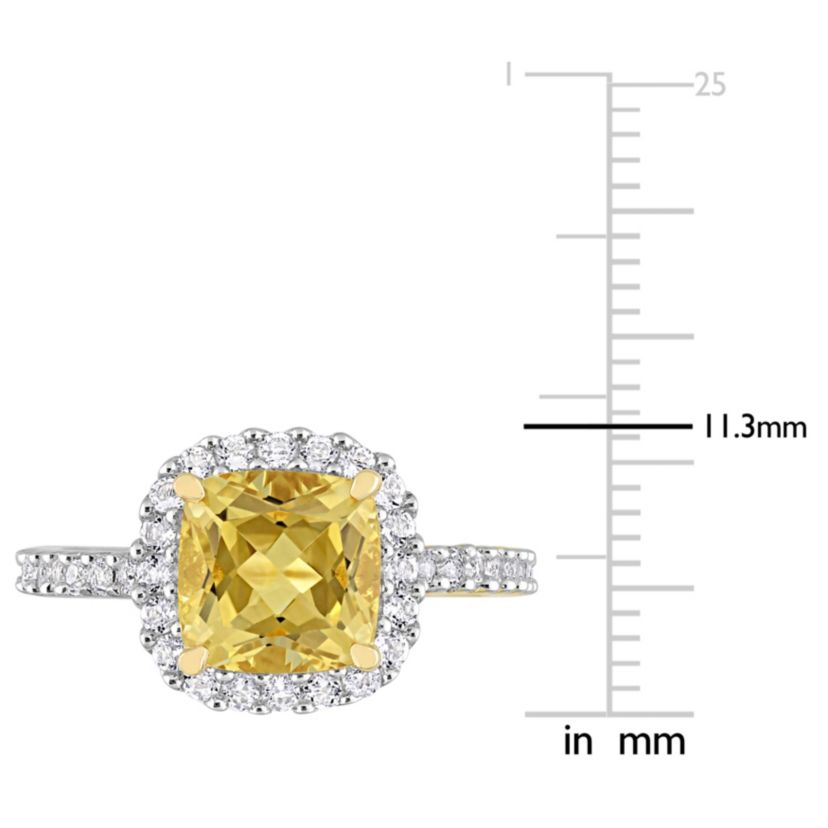 Citrine & White Topaz Ring in Yellow Plated Sterling Silver
