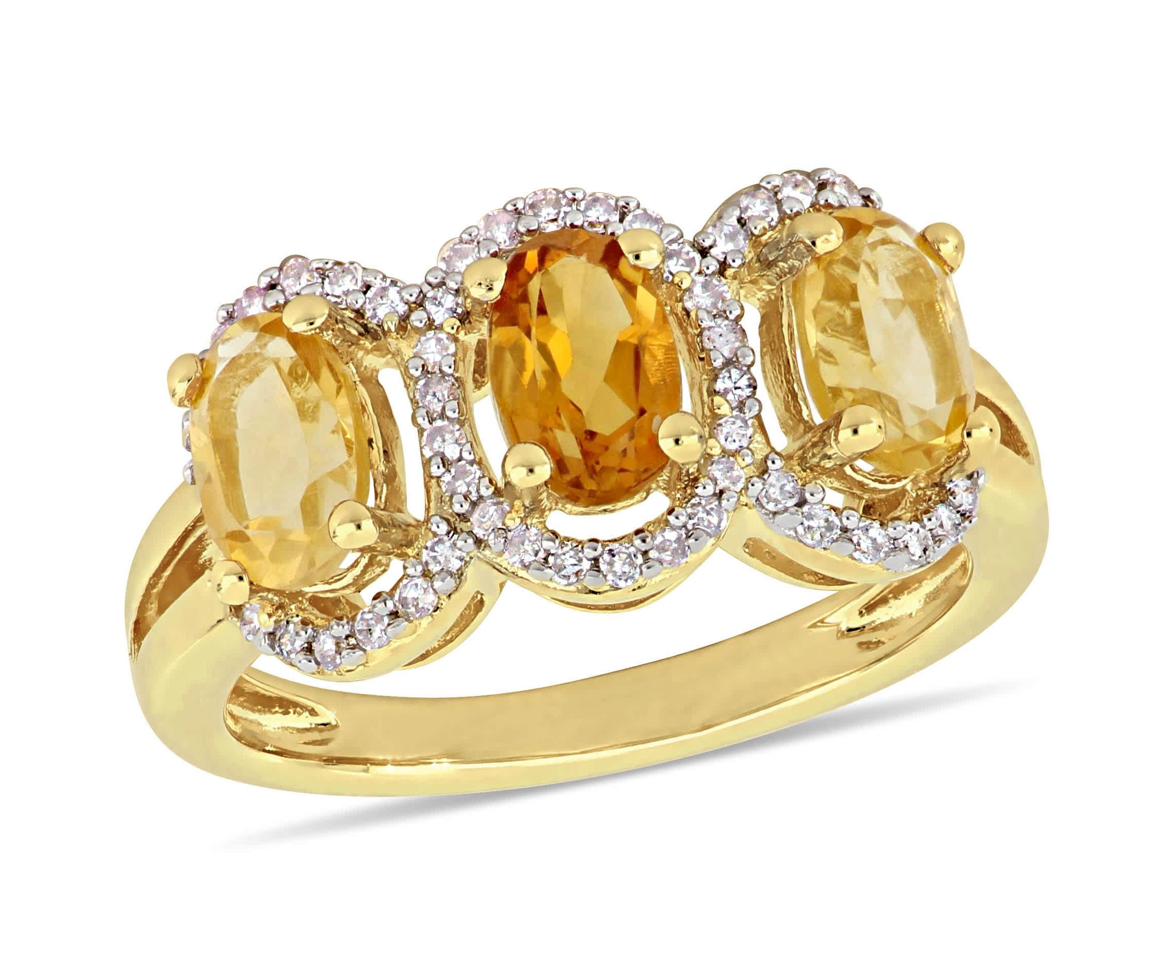 Citrine Madeira & Citrine Ring in Yellow Plated Sterling Silver
