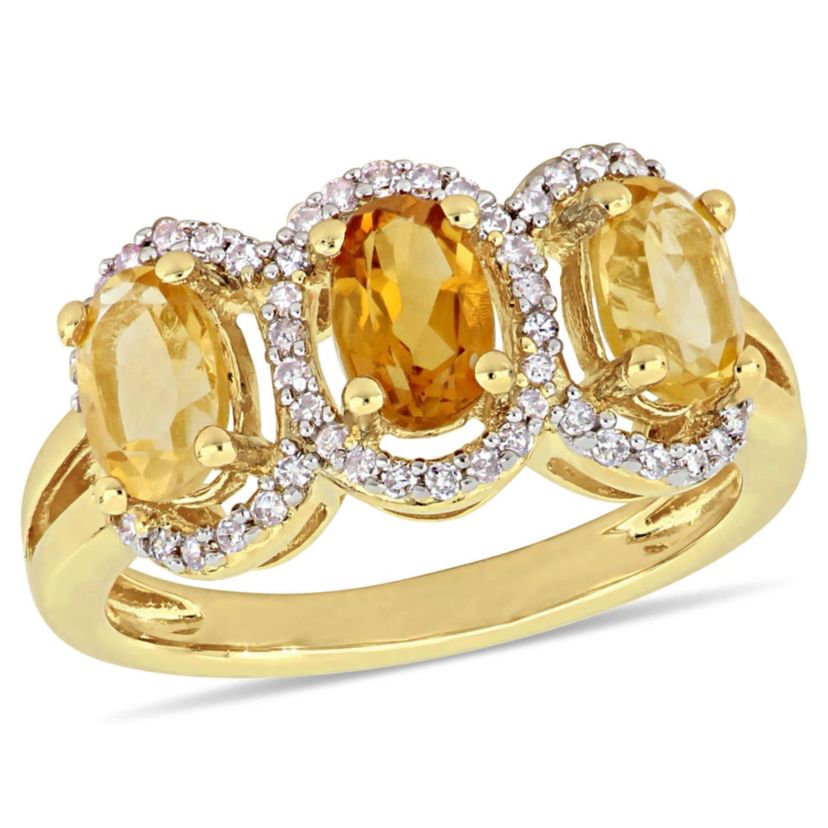Citrine Madeira & Citrine Ring in Yellow Plated Sterling Silver