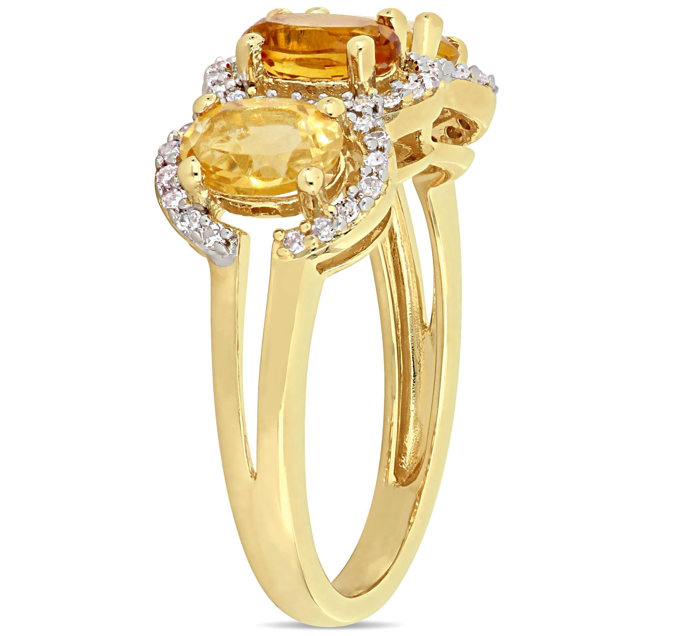 Citrine Madeira & Citrine Ring in Yellow Plated Sterling Silver