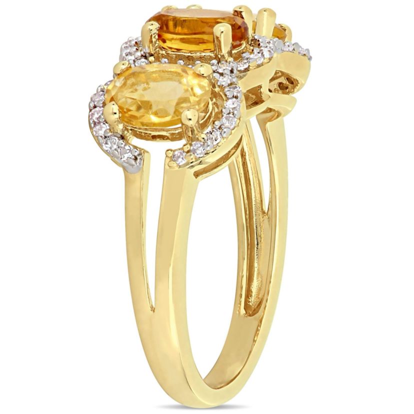 Citrine Madeira & Citrine Ring in Yellow Plated Sterling Silver