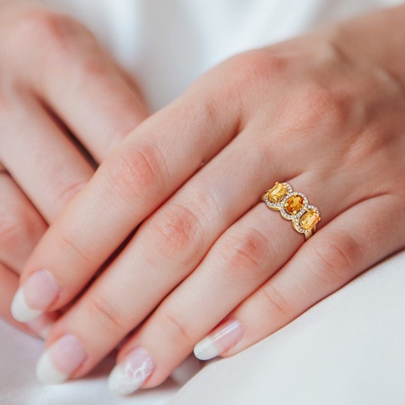 Citrine Madeira & Citrine Ring in Yellow Plated Sterling Silver