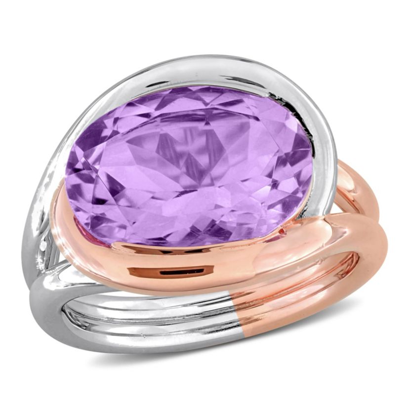 Pink Amethyst Ring in Two-tone Sterling Silver