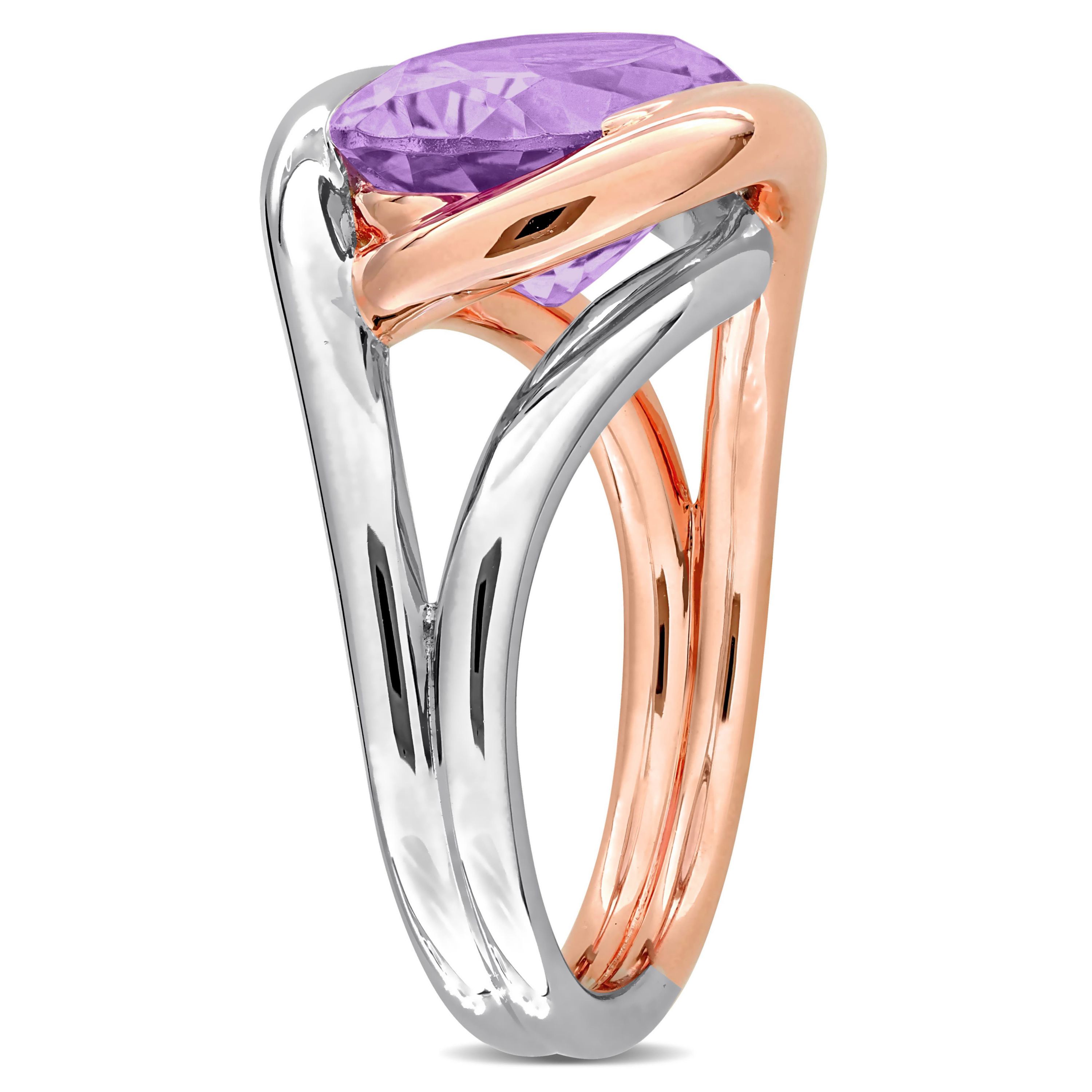 Pink Amethyst Ring in Two-tone Sterling Silver