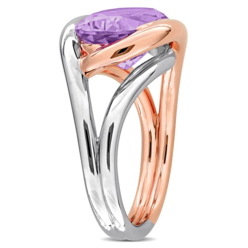 Pink Amethyst Ring in Two-tone Sterling Silver