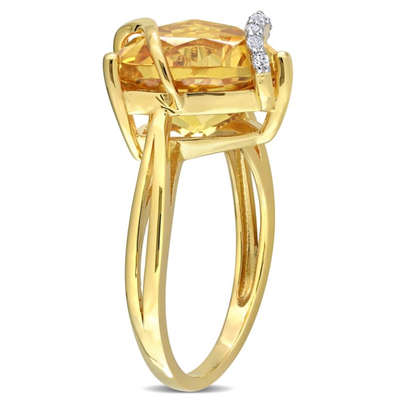 Citrine & White Topaz Ring in Yellow Plated Sterling Silver
