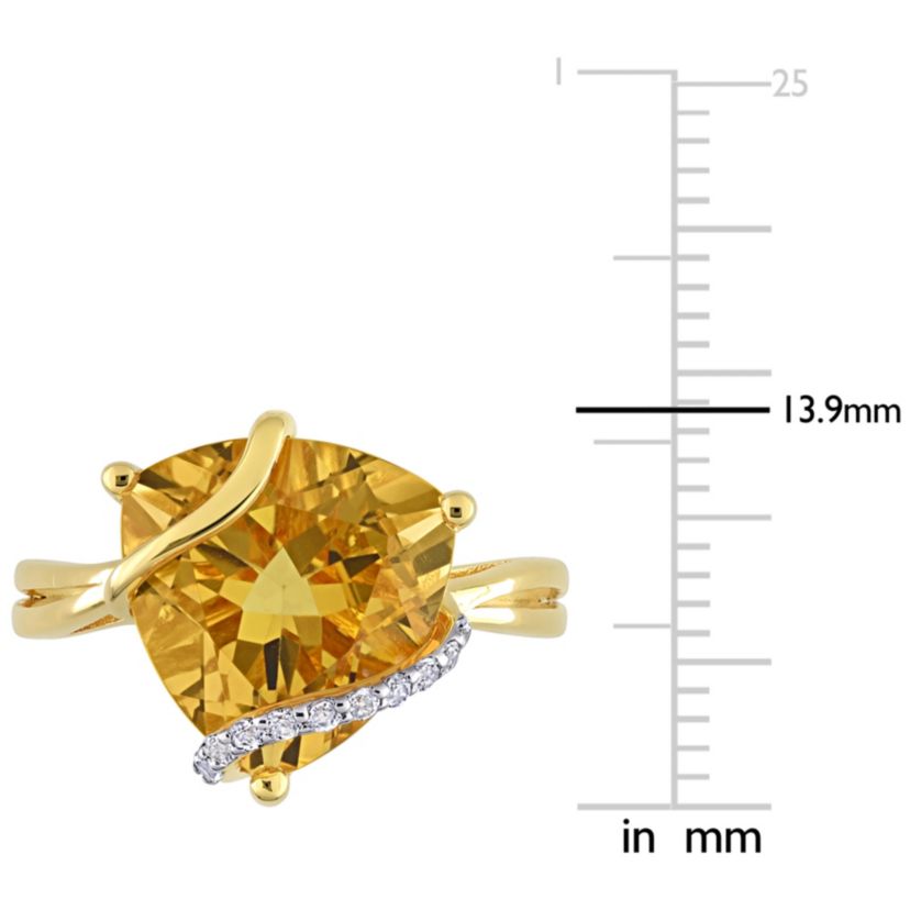 Citrine & White Topaz Ring in Yellow Plated Sterling Silver