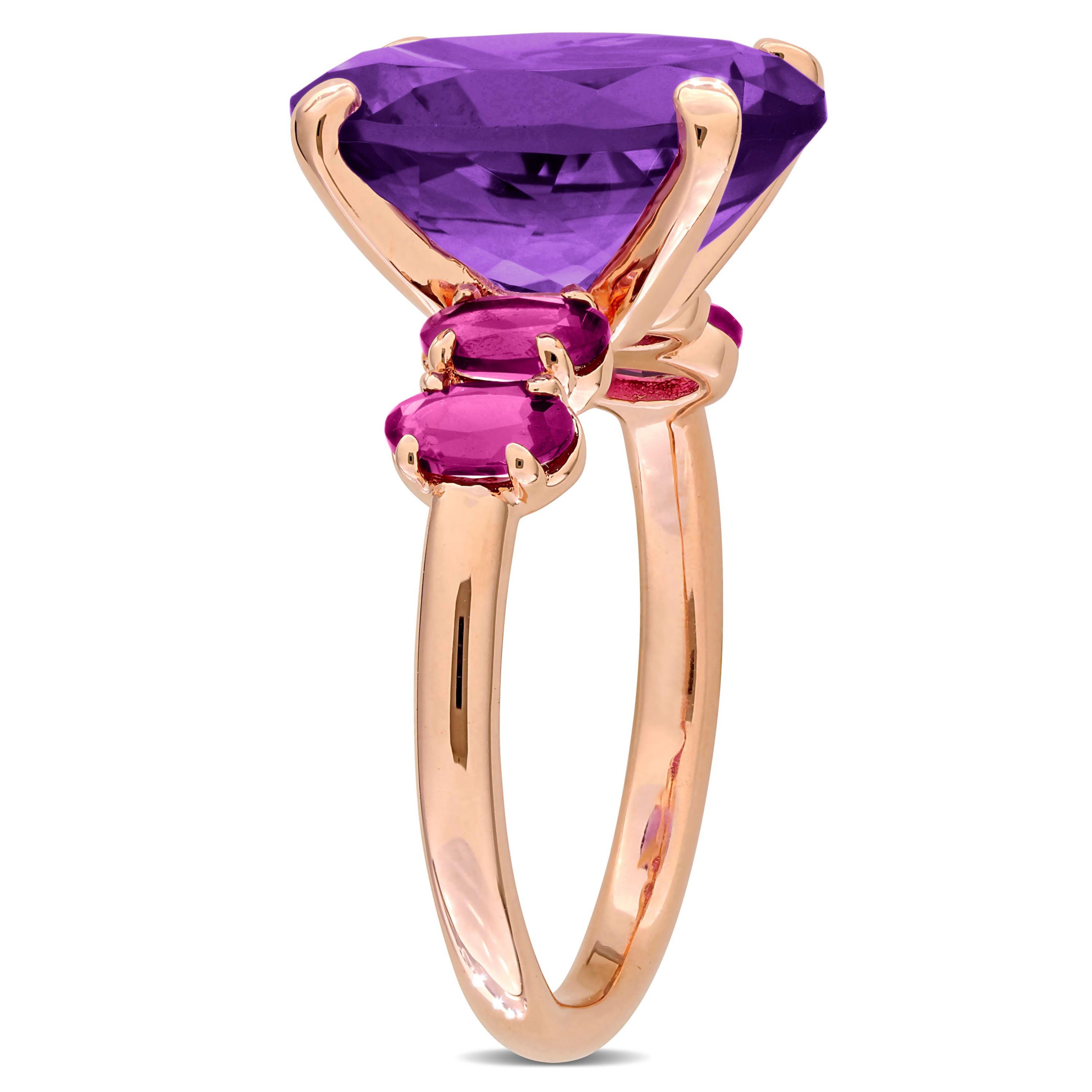 Amethyst & Rhodolite Ring in Rose Plated Sterling Silver
