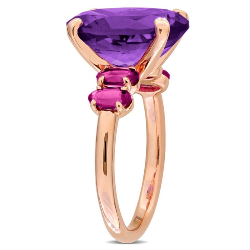 Amethyst & Rhodolite Ring in Rose Plated Sterling Silver