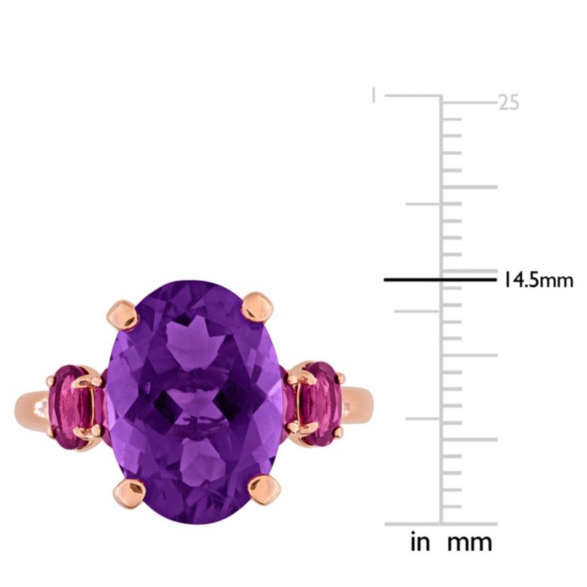 Amethyst & Rhodolite Ring in Rose Plated Sterling Silver