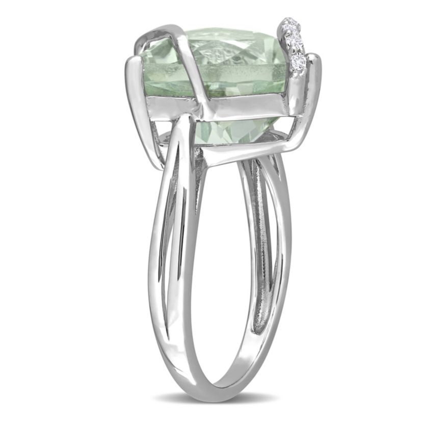 Green Quartz & White Topaz Ring in Sterling Silver