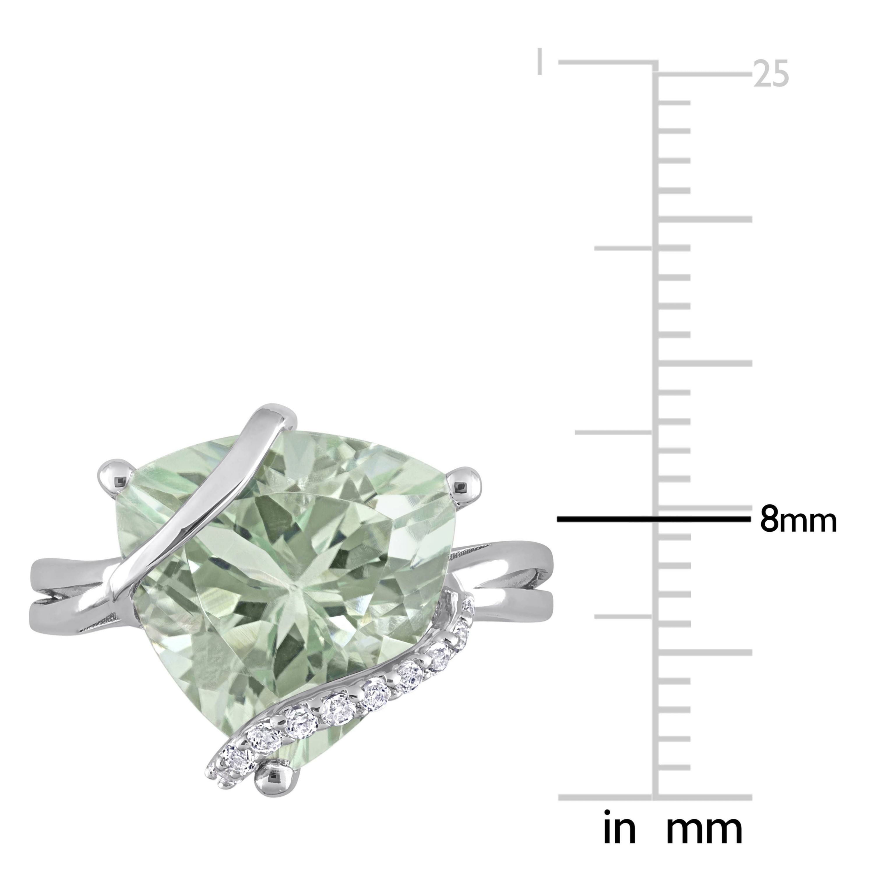Green Quartz & White Topaz Ring in Sterling Silver