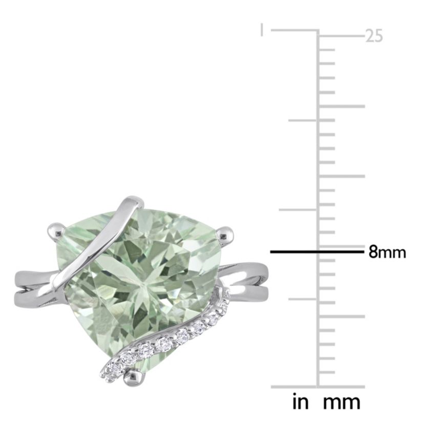 Green Quartz & White Topaz Ring in Sterling Silver