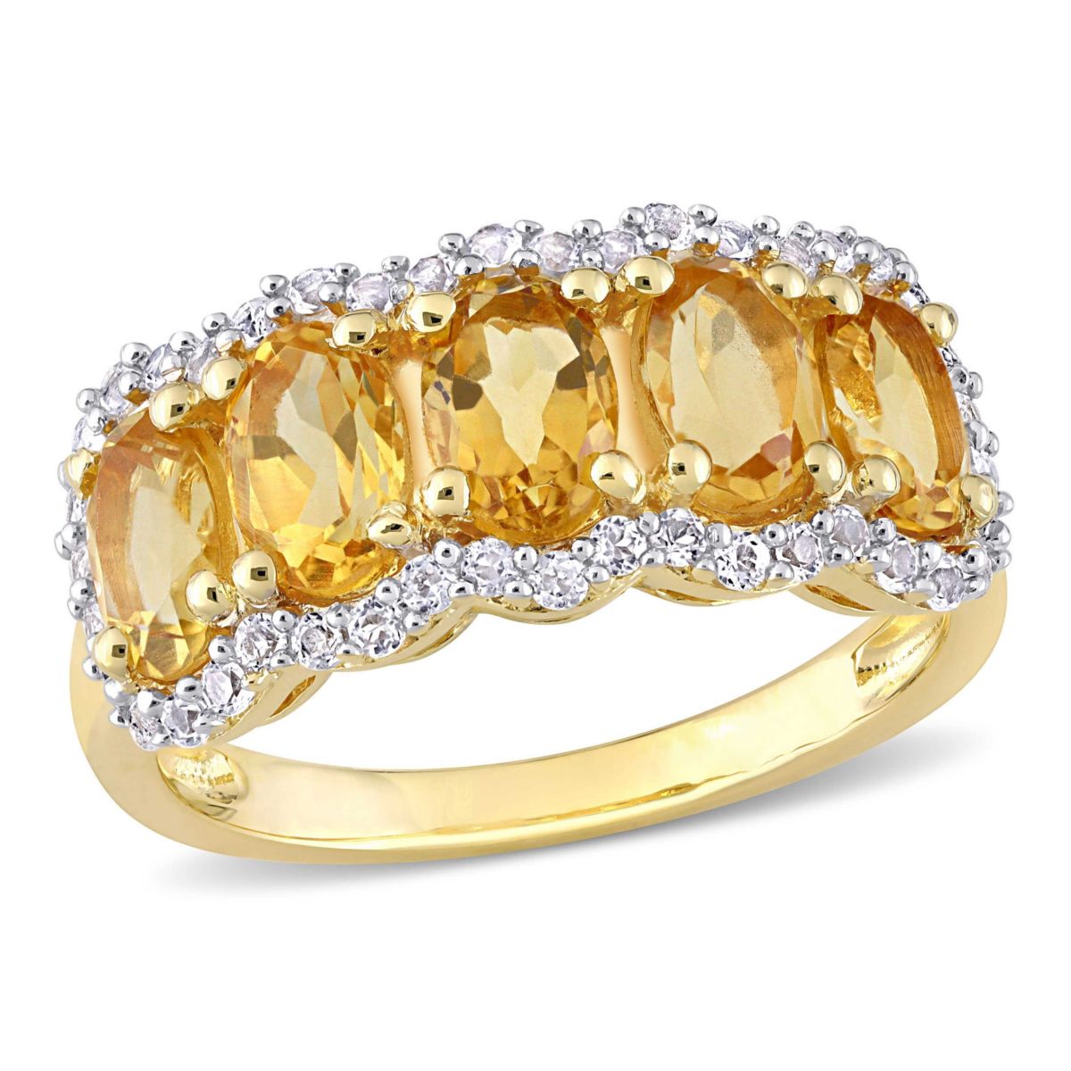 Citrine & White Topaz Ring in Yellow Plated Sterling Silver