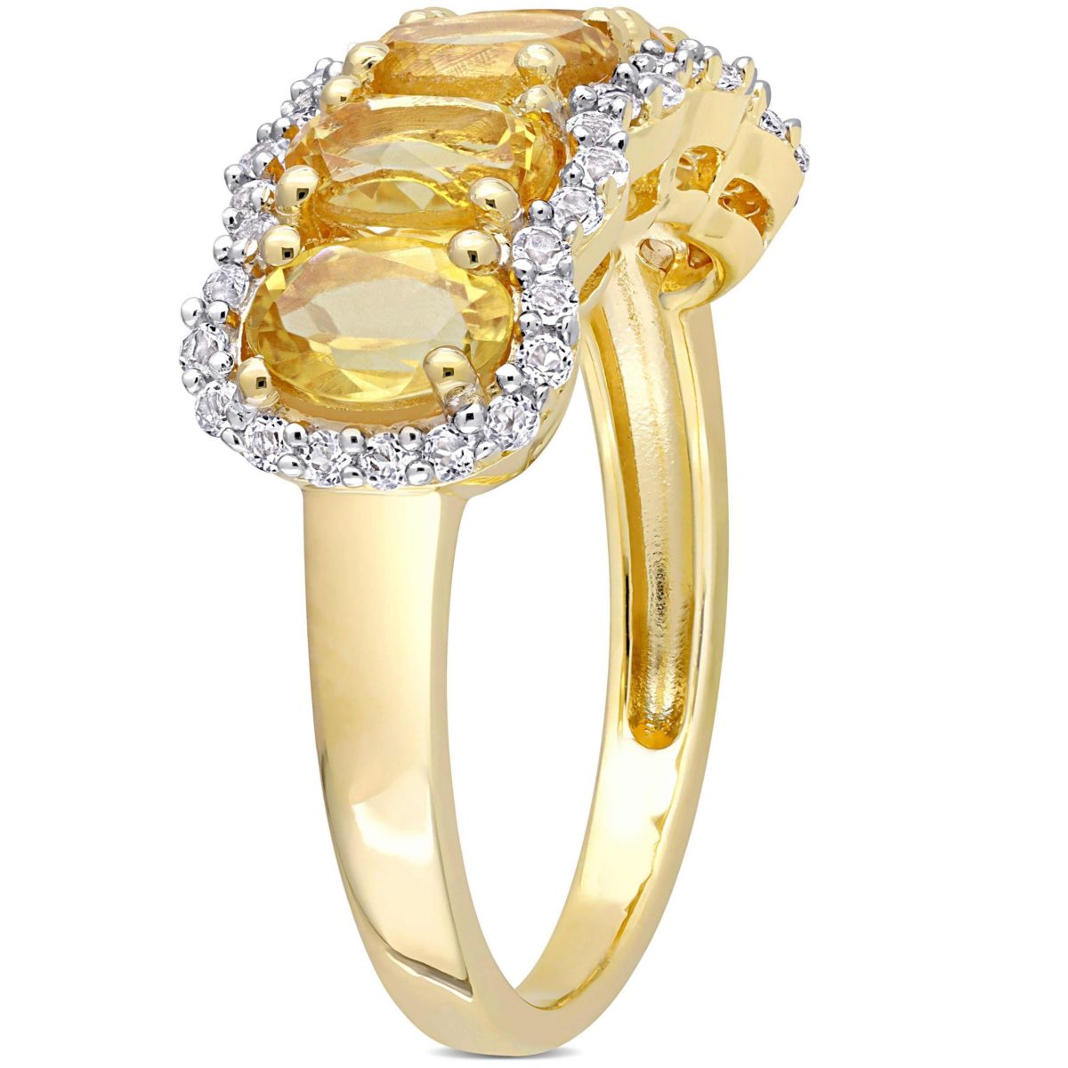 Citrine & White Topaz Ring in Yellow Plated Sterling Silver