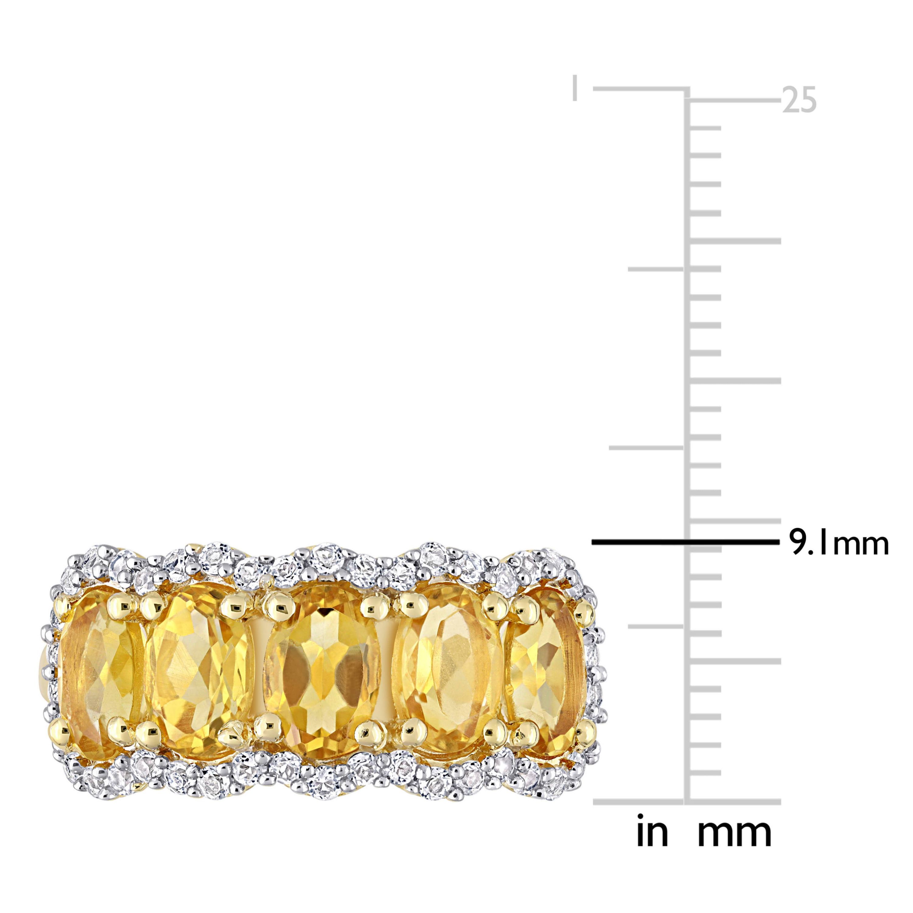 Citrine & White Topaz Ring in Yellow Plated Sterling Silver