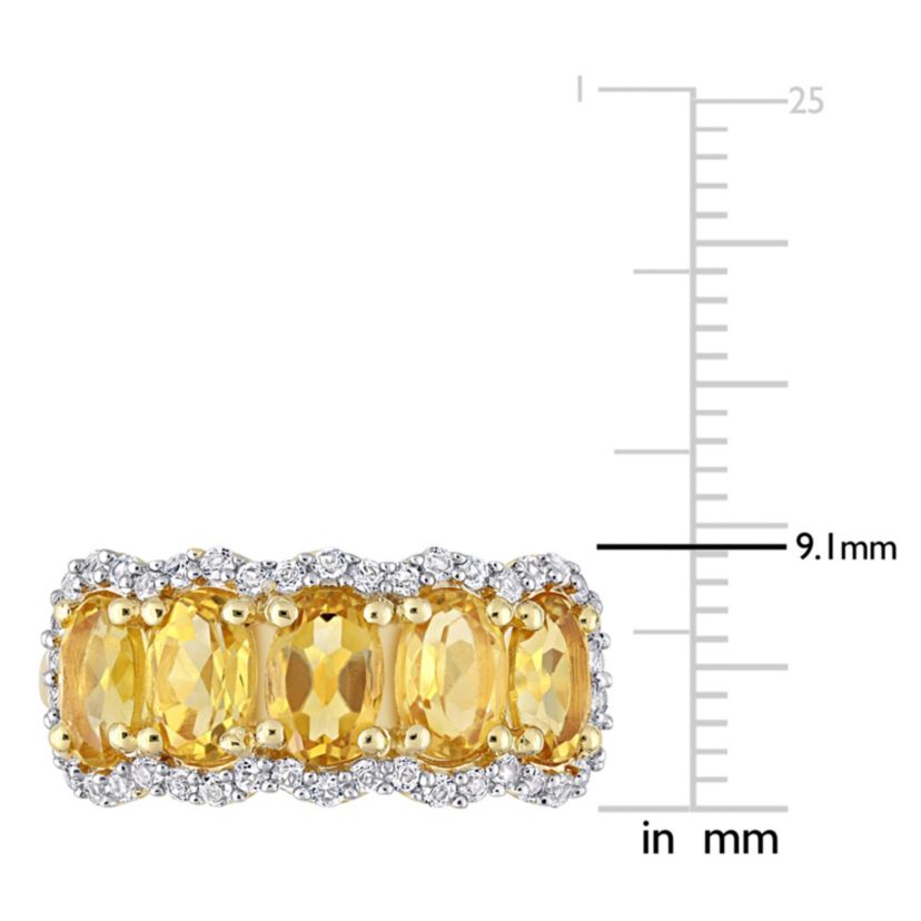 Citrine & White Topaz Ring in Yellow Plated Sterling Silver