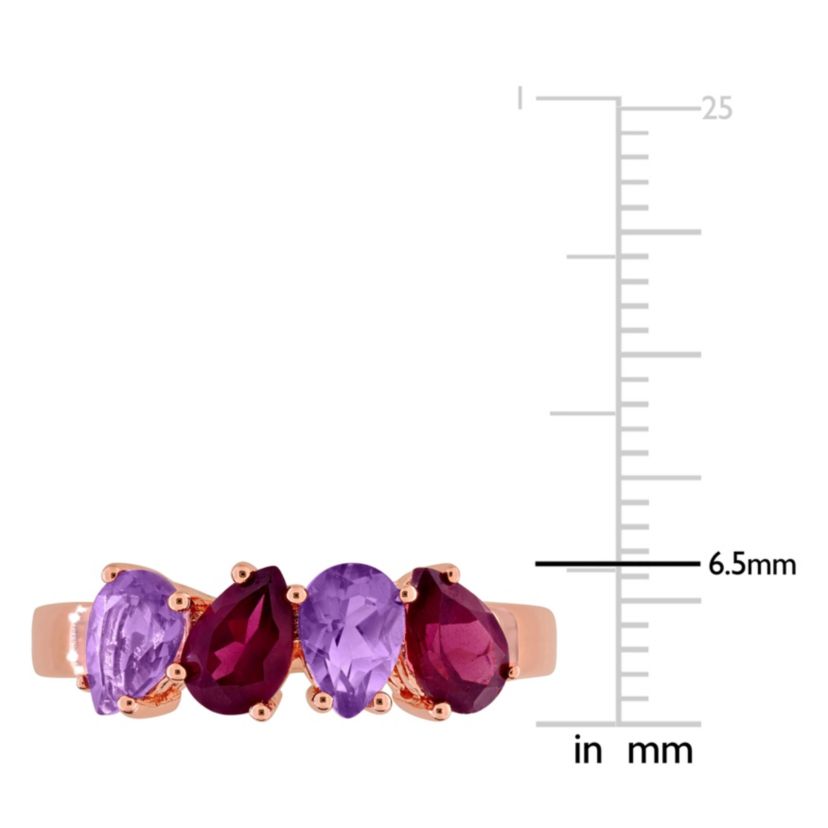 Amethyst & Rhodolite Ring in Rose Plated Sterling Silver