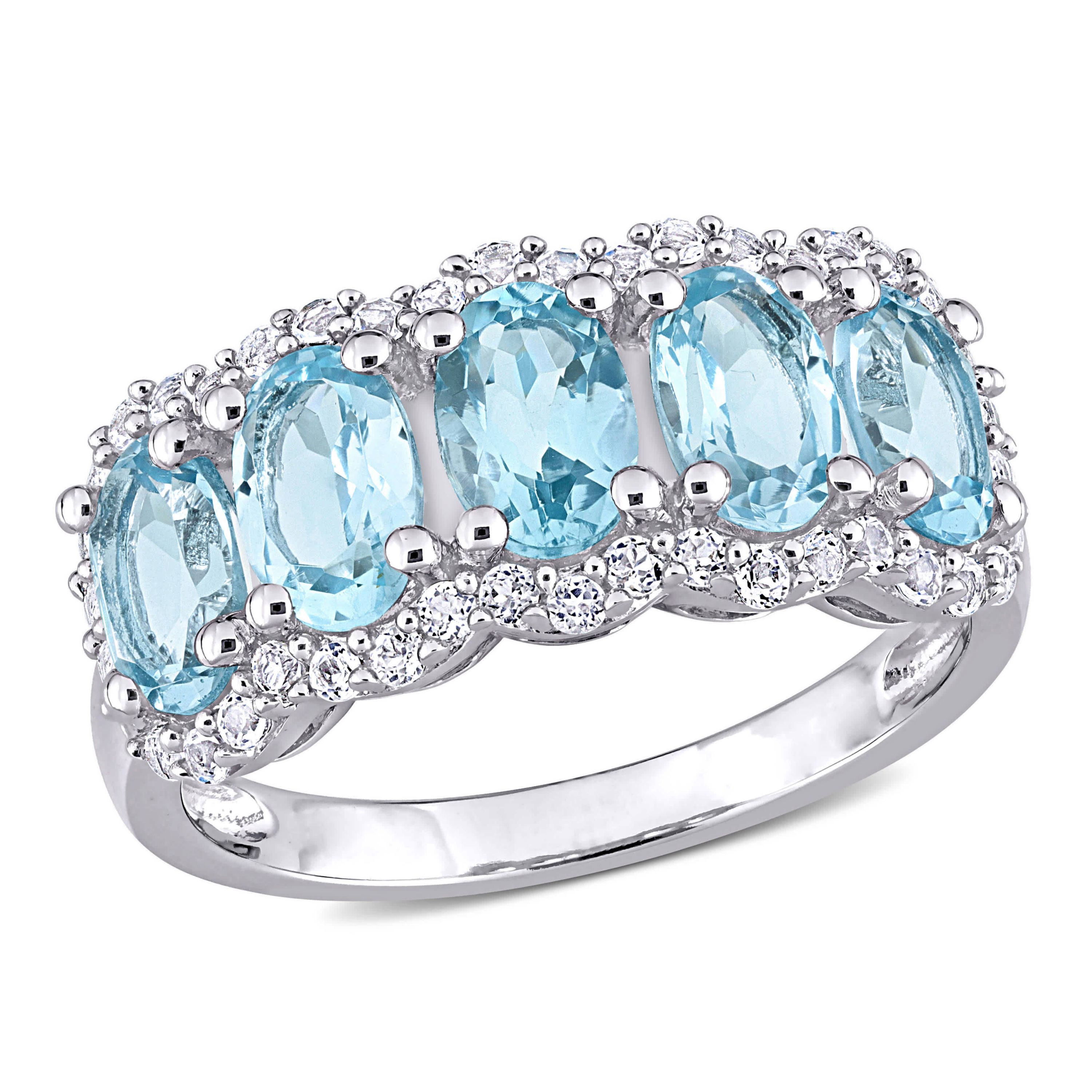 Sky Blue & White Topaz Ring in Sterling Silver
