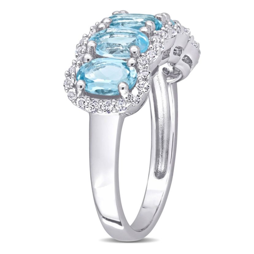 Sky Blue & White Topaz Ring in Sterling Silver