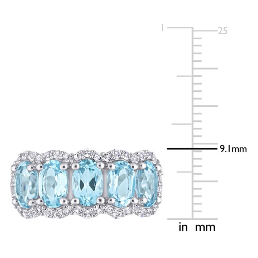 Sky Blue & White Topaz Ring in Sterling Silver