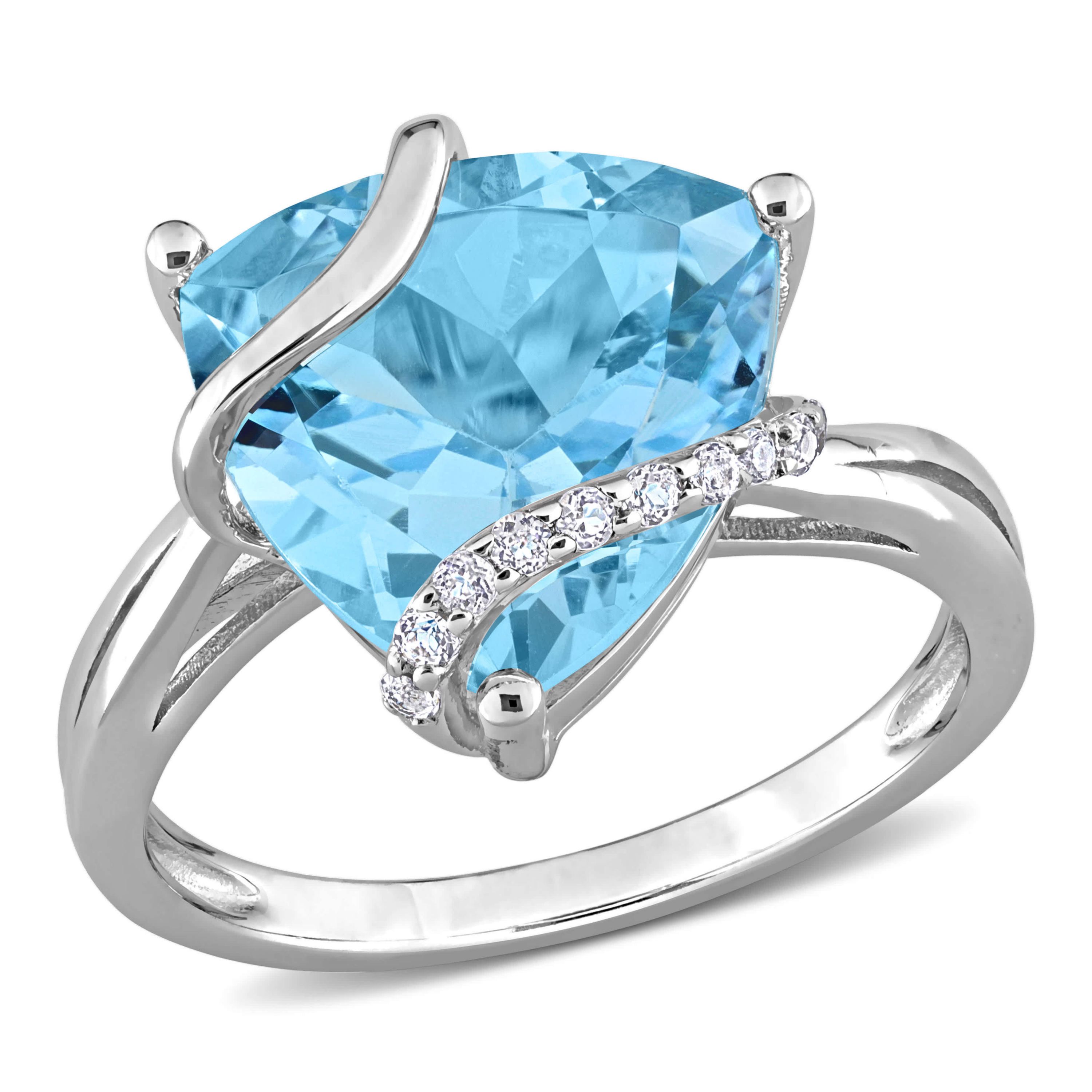 Sky Blue & White Topaz Ring in Sterling Silver