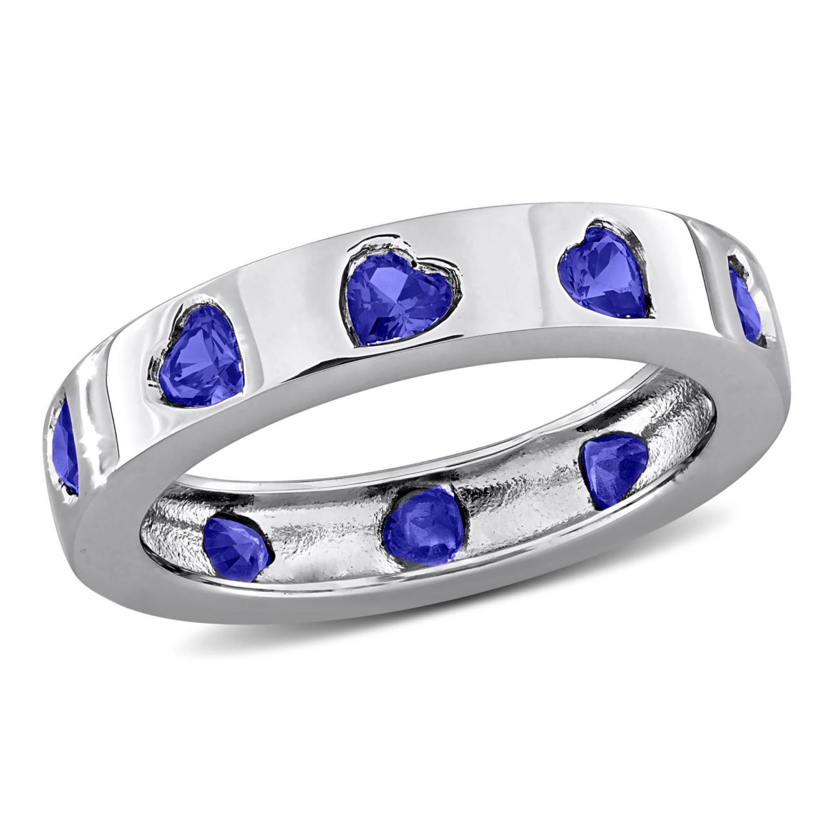 Created Blue Sapphire Ring in Sterling Silver