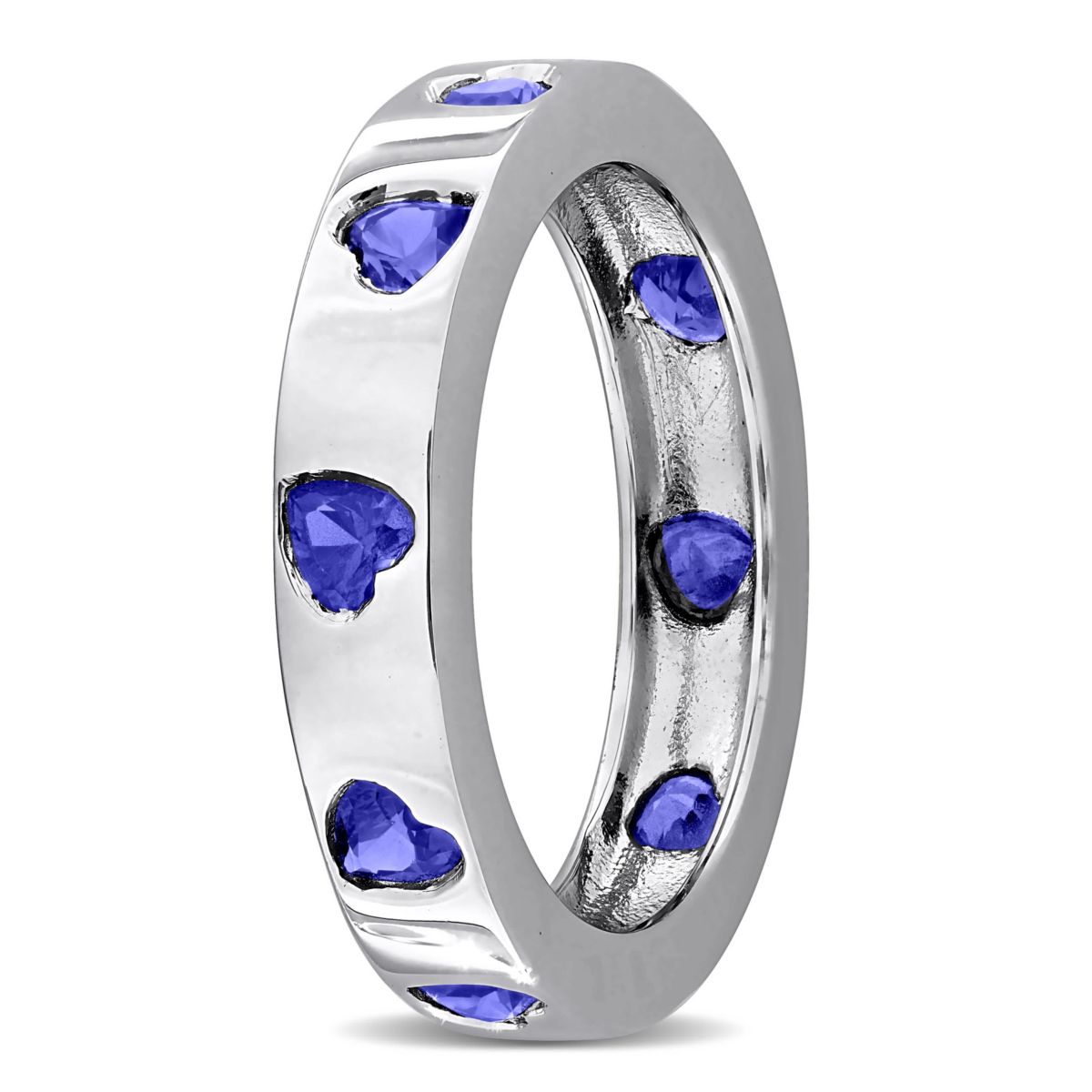 Created Blue Sapphire Ring in Sterling Silver