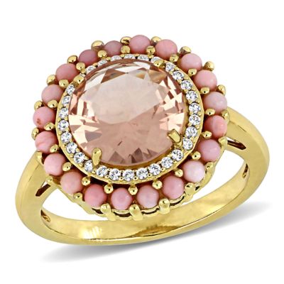 Belk & Co Lab Created Color Gemstone Double Halo Cocktail Ring, 6