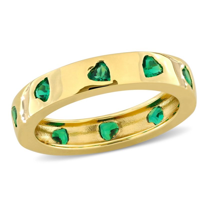 Lab Created Created Emerald Ring in Yellow Plated Sterling Silver