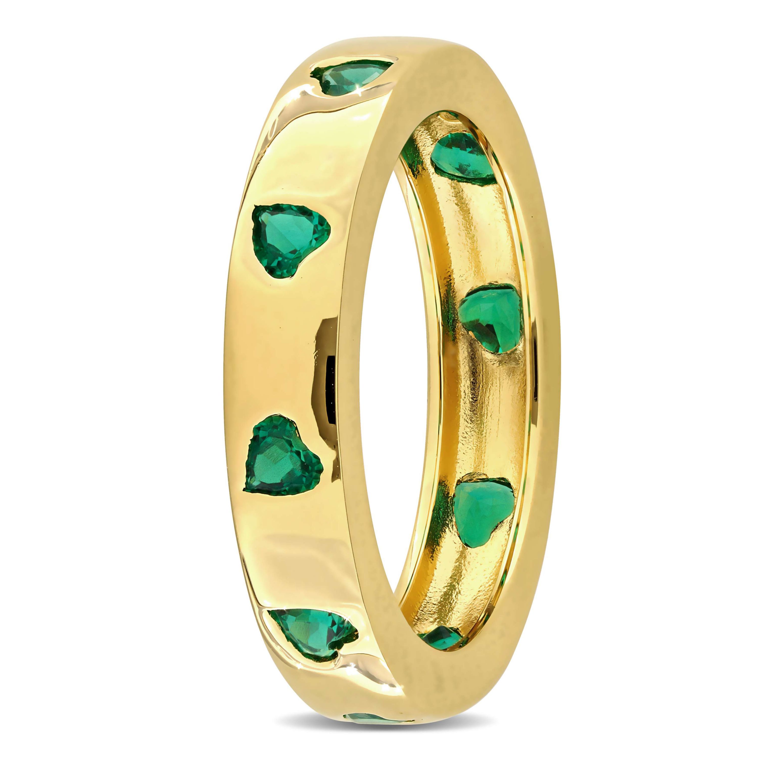 Lab Created Created Emerald Ring in Yellow Plated Sterling Silver