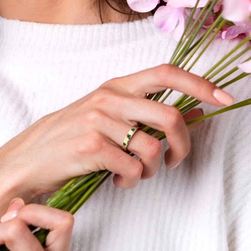 Lab Created Created Emerald Ring in Yellow Plated Sterling Silver