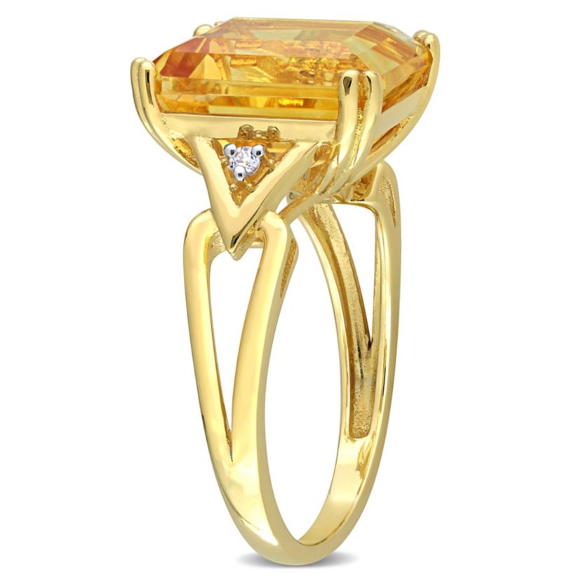Citrine & White Topaz Ring in Yellow Plated Sterling Silver