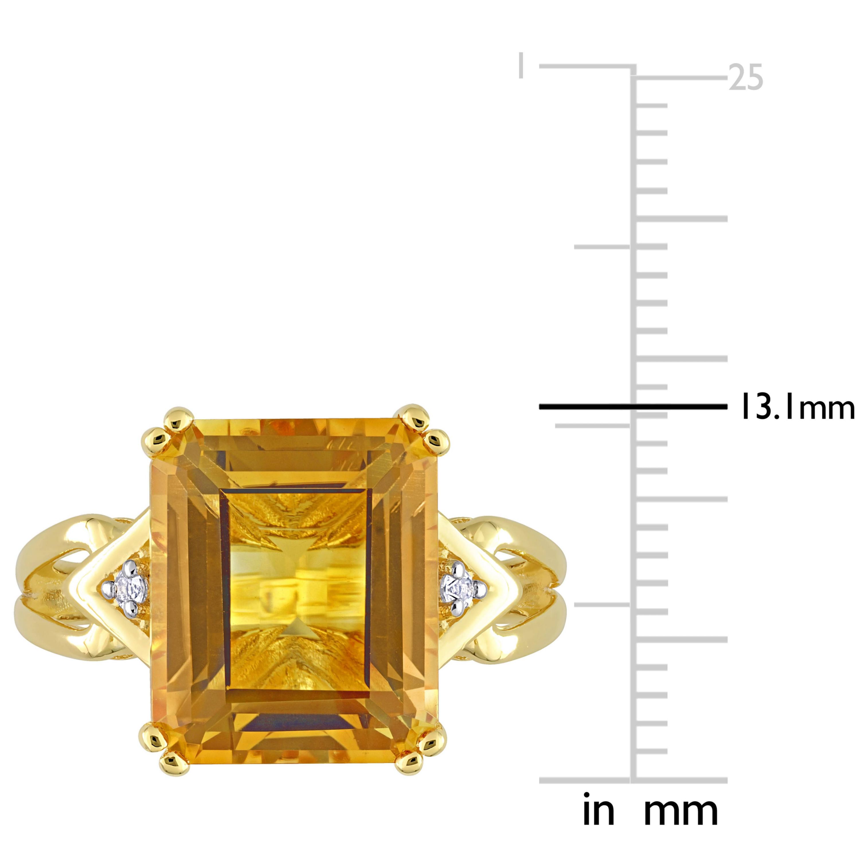 Citrine & White Topaz Ring in Yellow Plated Sterling Silver