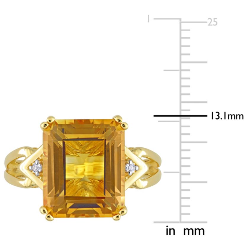 Citrine & White Topaz Ring in Yellow Plated Sterling Silver