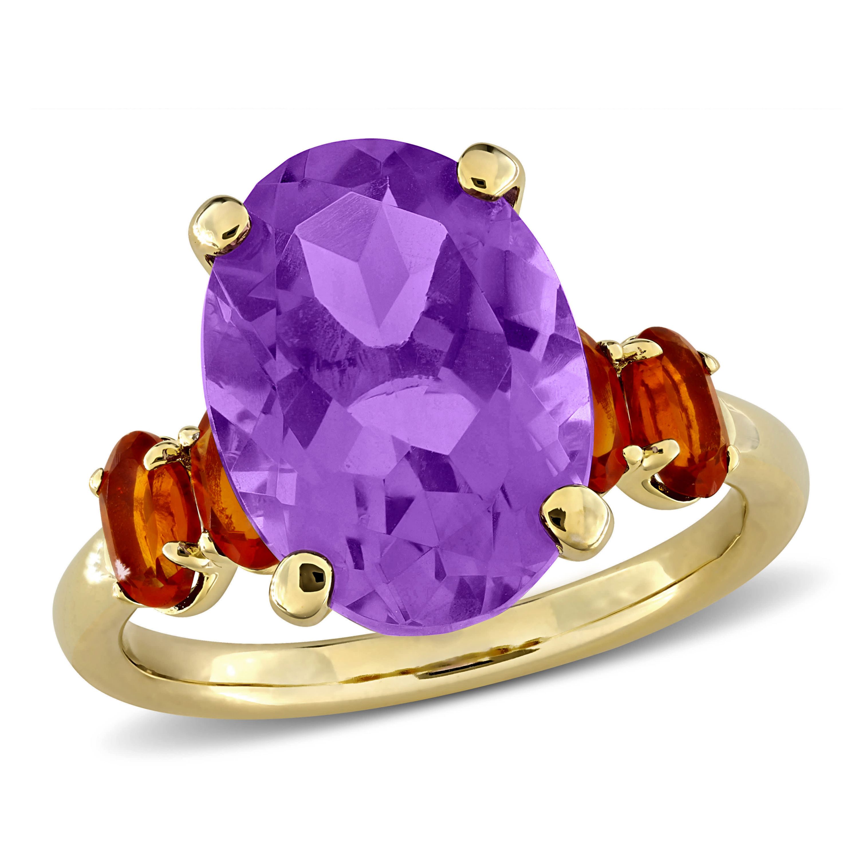 Amethyst & Madeira Citrine Ring in Yellow Plated Sterling Silver