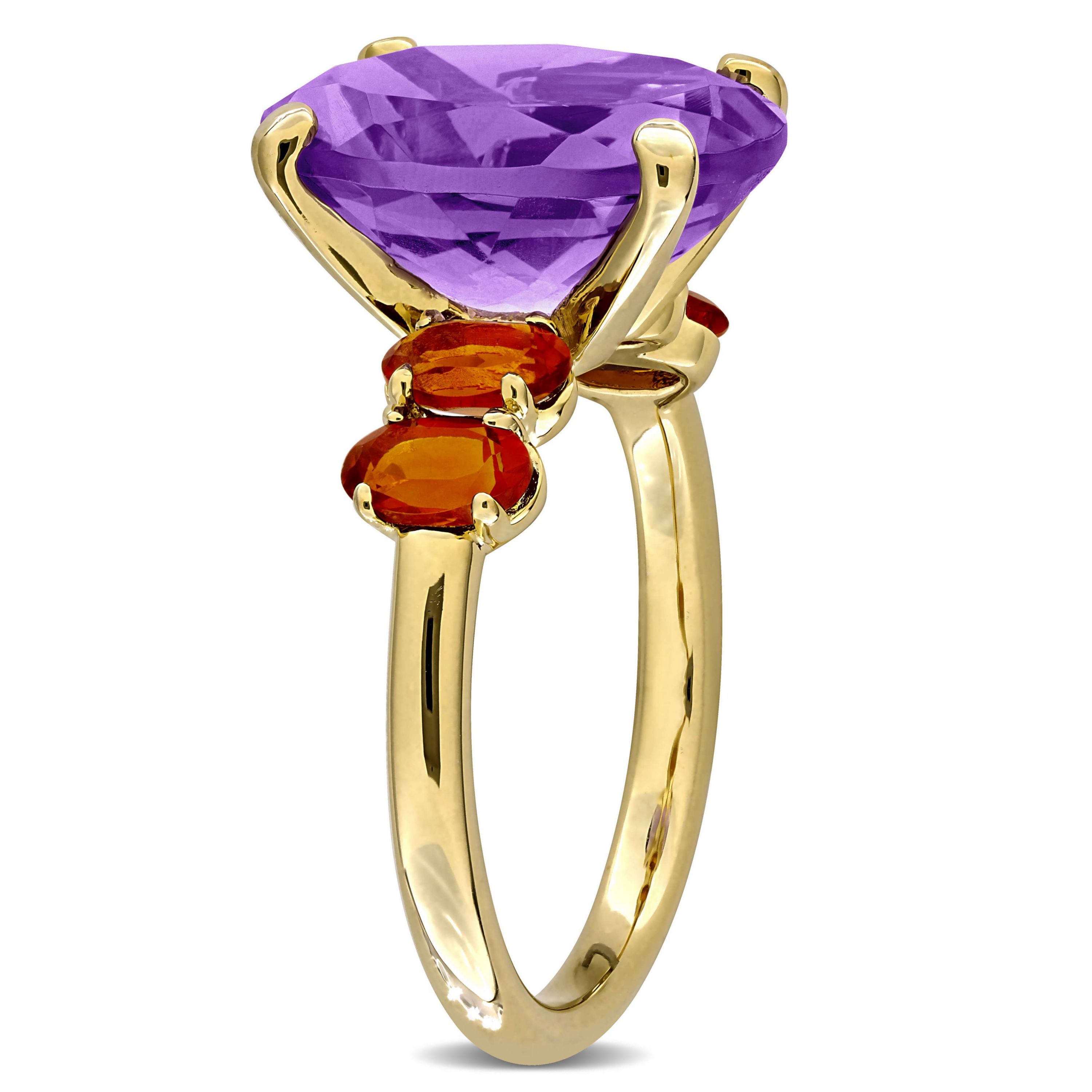 Amethyst & Madeira Citrine Ring in Yellow Plated Sterling Silver