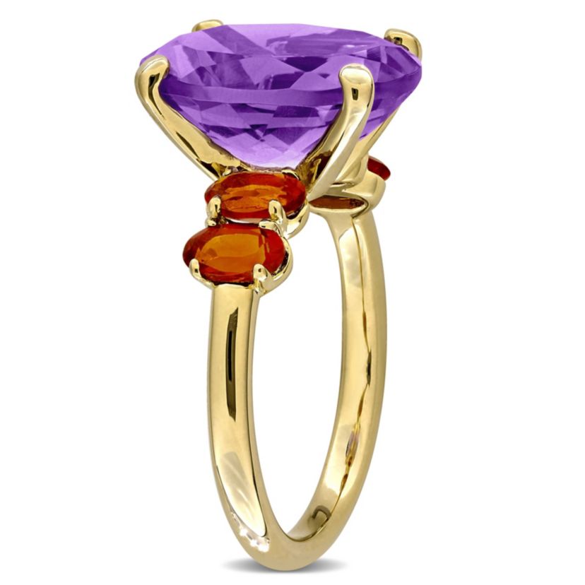 Amethyst & Madeira Citrine Ring in Yellow Plated Sterling Silver