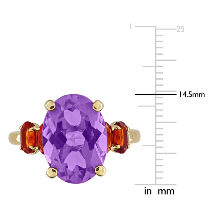 Amethyst & Madeira Citrine Ring in Yellow Plated Sterling Silver