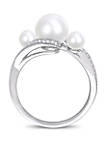 Cultured Freshwater Pearl and 1/6 ct. t.w. Diamonds 3-Stone Ring in 10k White Gold