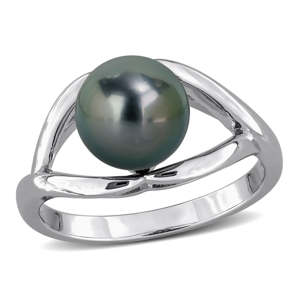 8-8.5mm Black Tahitian Cultured Pearl Ring in Sterling Silver