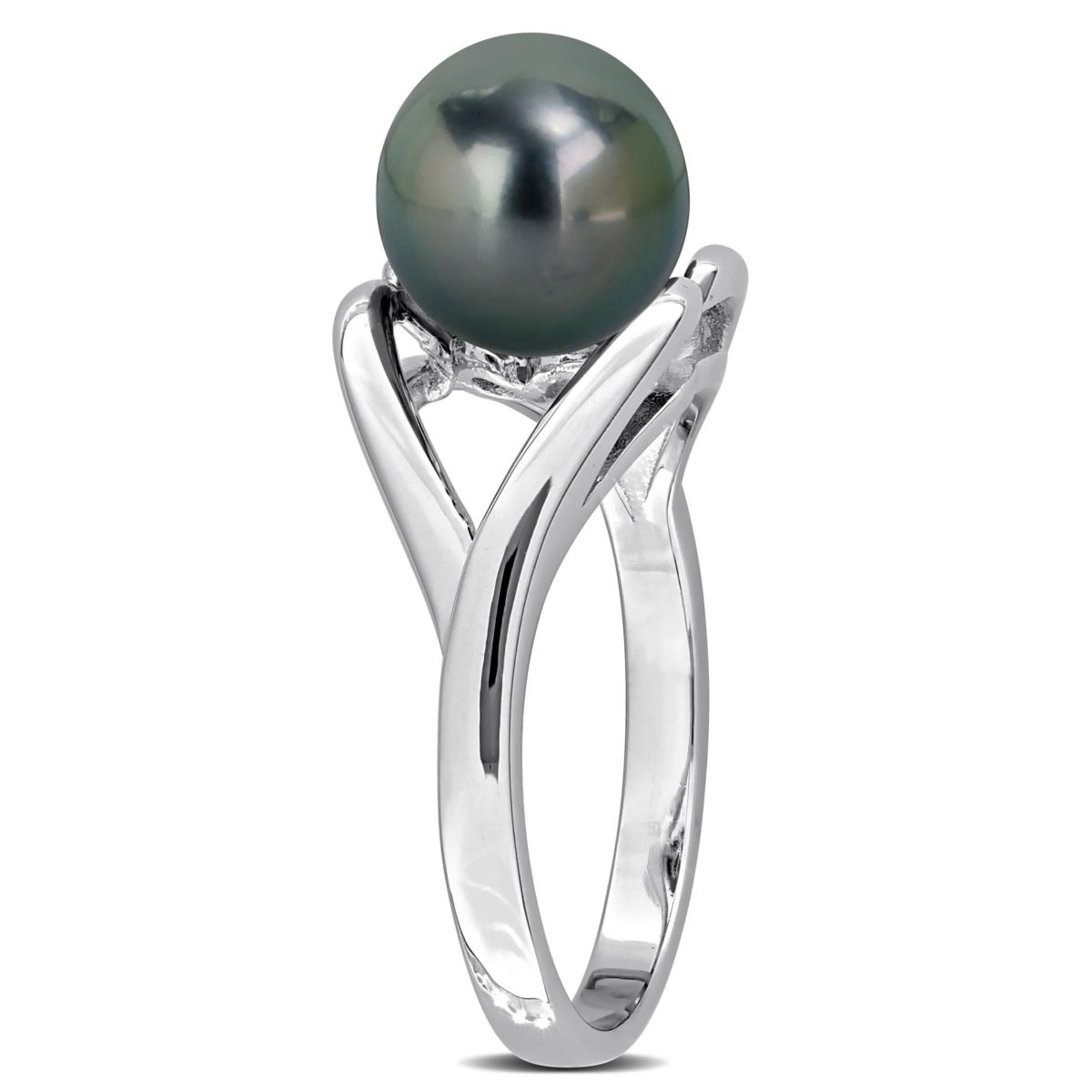 8-8.5mm Black Tahitian Cultured Pearl Ring in Sterling Silver