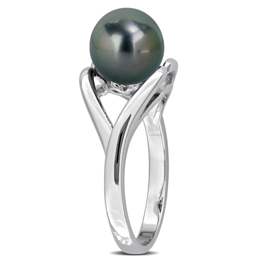 8-8.5mm Black Tahitian Cultured Pearl Ring in Sterling Silver