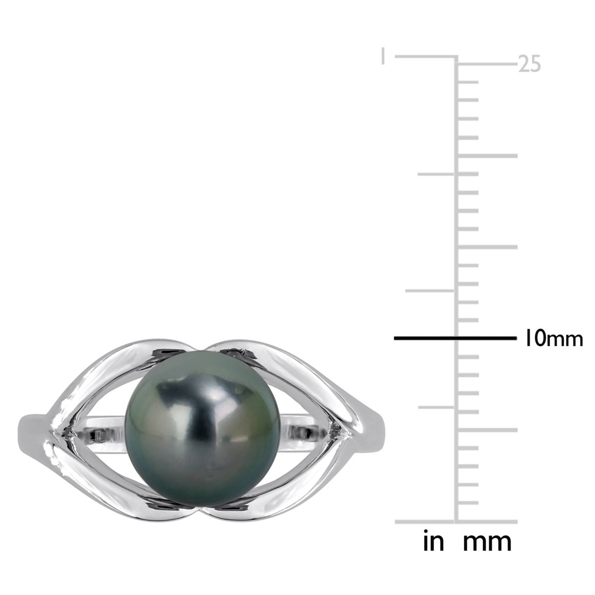 8-8.5mm Black Tahitian Cultured Pearl Ring in Sterling Silver