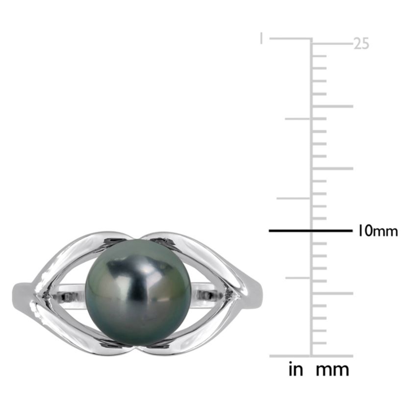 8-8.5mm Black Tahitian Cultured Pearl Ring in Sterling Silver