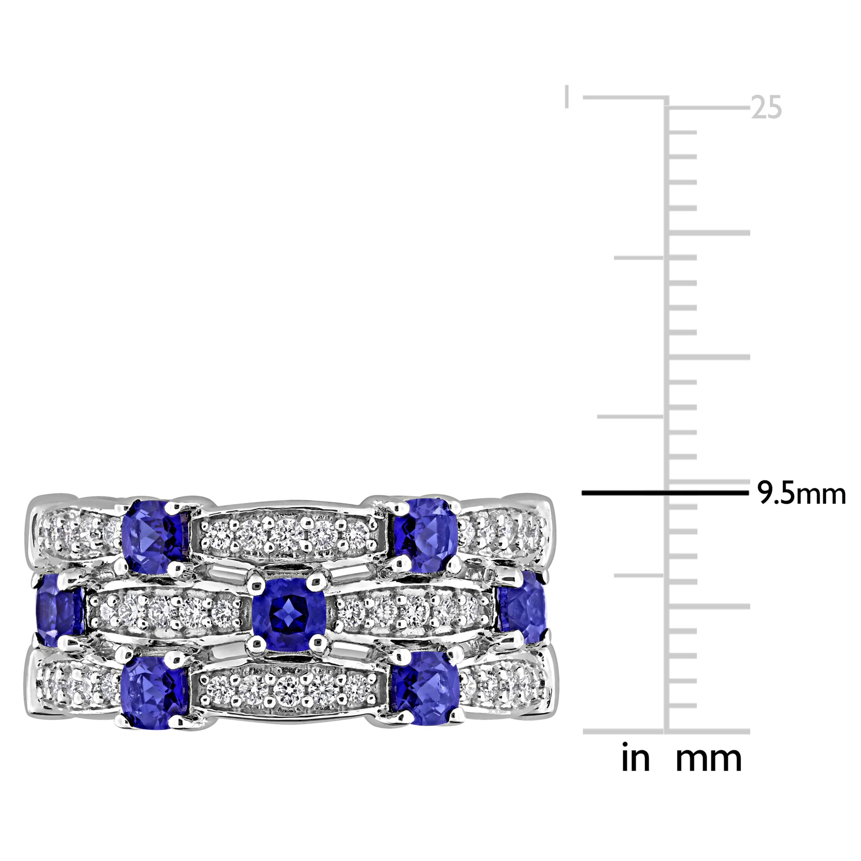 Lab Grown Diamond & Created Blue Sapphire Eternity Ring in Sterling Silver