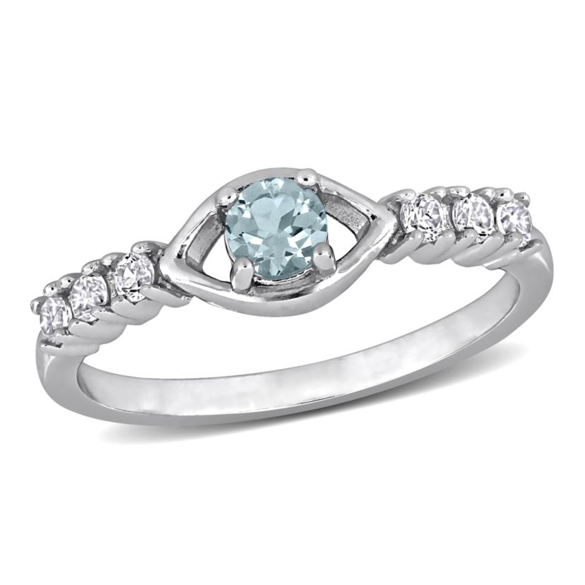 Lab Created Sky Blue Topaz & Created White Sapphire Ring in Sterling Silver