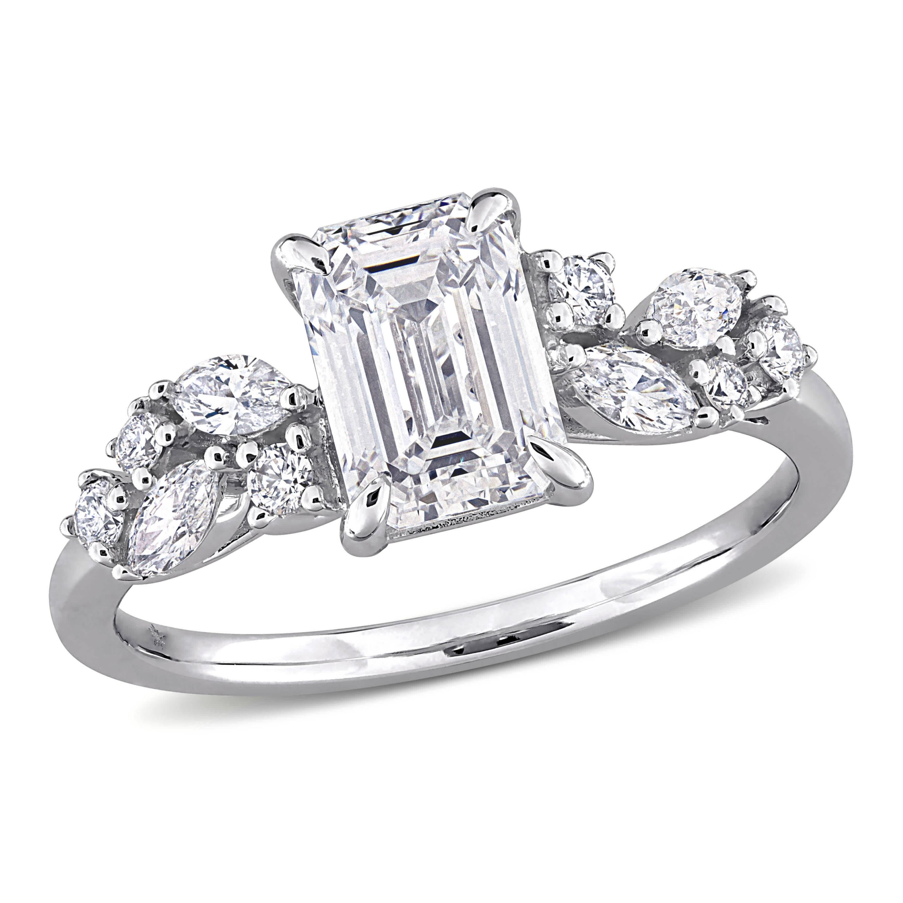Lab Created Lab Grown Diamonds Engagement Ring in 14k White Gold