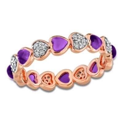 Belk & Co Multi-Gemstone & Diamond Heart Eternity Ring, Pink, 7