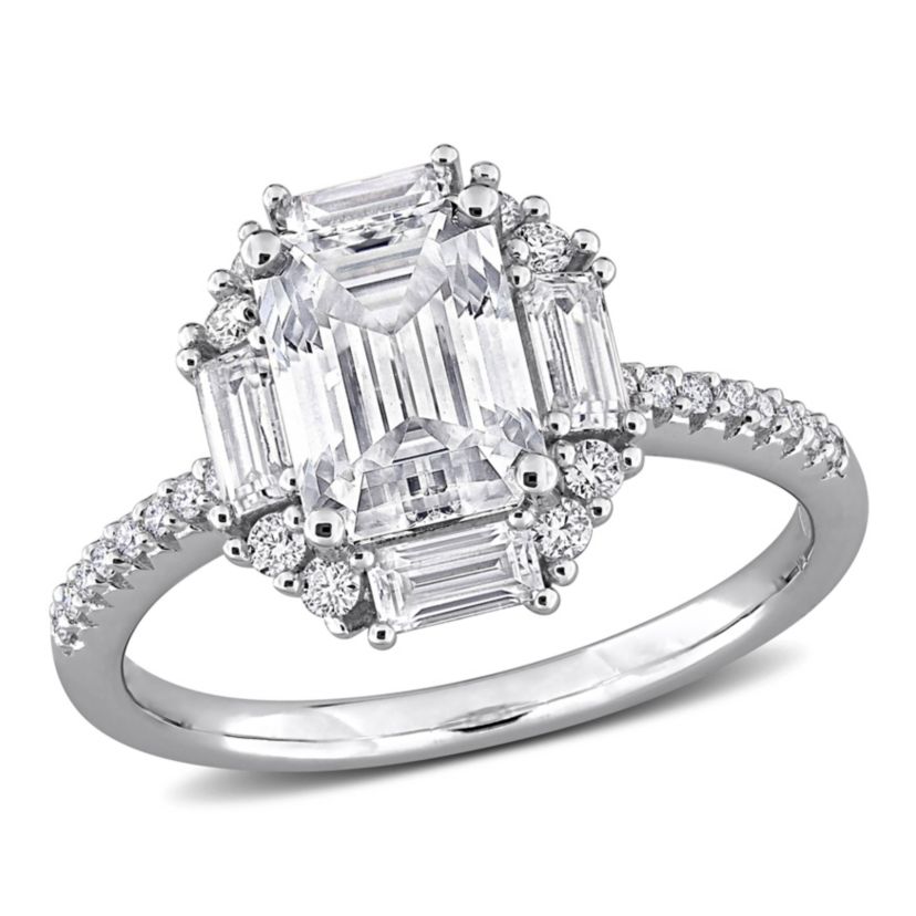 Lab Created Created White Moissanite Ring in Sterling Silver